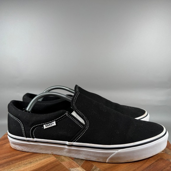 Vans Other - Vans Classic Slip-On Black White Canvas Skate Shoes Mens 11.5 Low Top Sneaker